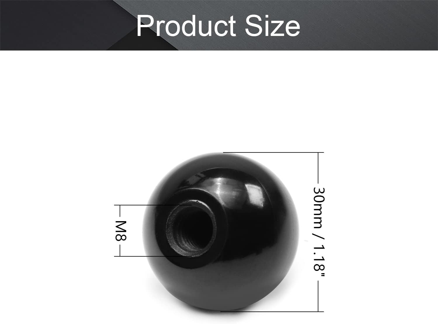 Othmro 15Pcs Thermoset Ball Knob M8 Female Thread Machine Handle 30mm Diameter Smooth Rim