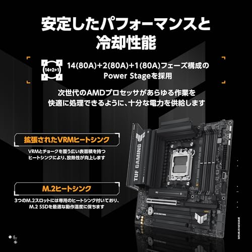 Image of ASUS TUF Gaming B850M-PLUS WiFi AMD AM5 B850 mATX Motherboard, 14+2+1 80A DrMOS Stages, DDR5, PCIe 5.0, 3X M.2, Wi-Fi 6E, 2.5Gb LAN, DP, HDMI, USB 10Gbps & 20Gbps Type-C, BIOS Flashback, Aura Sync