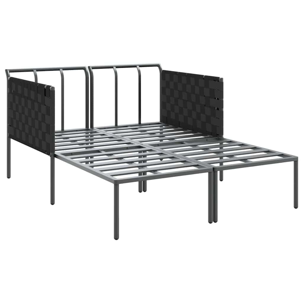 Leżak Antracyt 153 x 115 x 69. 5 cm Stal malowana proszkowo Odporna na Warunki Atmosferyczne Poduszka Ogrodowy Fotel Wypoczynkowy z Podłokietnikami 2 Osobowy Design na Taras i Wytrzymały 200 kg