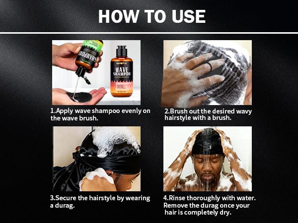 12 FL OZ Wash Shampoo for Black Men - 360 Waves Shampoo for Men Hydration Enhance Shampoos Biotin Hair Growth Shampoos with Wave Comb Hair Brush- Strengthens Hair Promote Growth Nourishes (2 scents) - Image 7