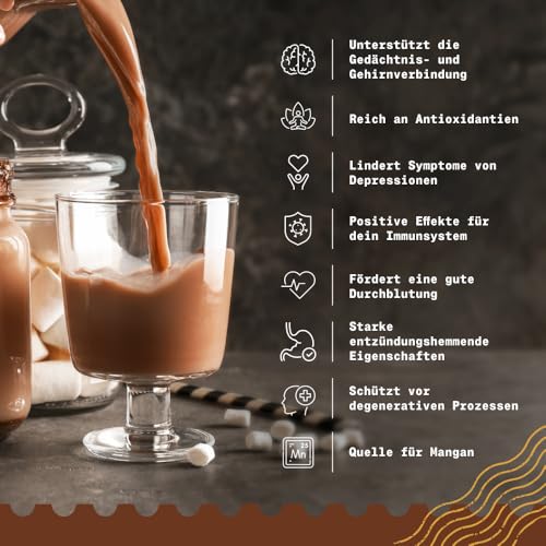 NaturaleBio Kakao Pulver Bio 1kg. Organic Cacao Powder. Natürlich und rein aus rohen Kakaobohnen. Ungesüßt. Magnesium- und Phosphor-Quelle. Geprüft auf Schwermetalle