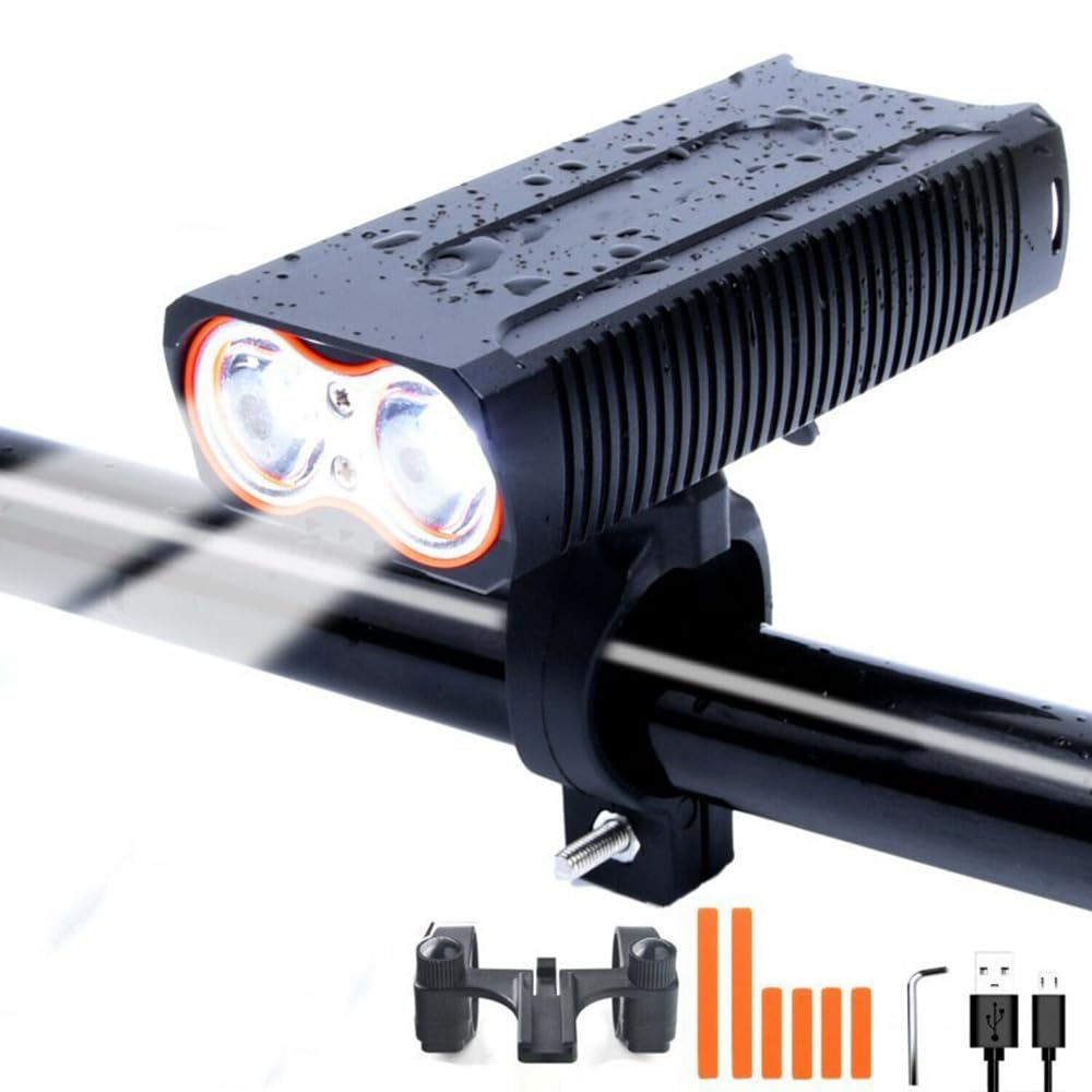 Phares Avant de VTT à LED avec Batterie intégrée, éclairage Nocturne extérieur, Chargement USB, Accessoires pour éclairage de vélo 2T6
