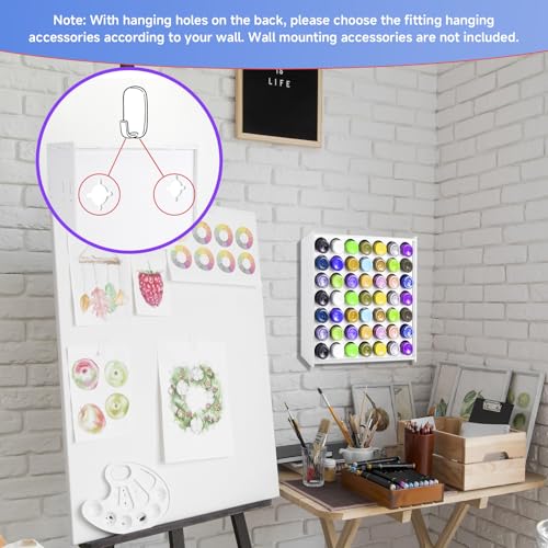Image of 49 Holes Acrylic Paint Storage Organizer for 2 oz Craft Paints, Craft Paint Bottle Storage Rack Stand, Vertical Acrylic Paint Organizer Holder, Crafts Paint Storage Tower for Apple Barrel, Folkart