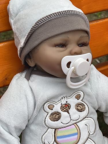 iCradle Schöne 17Zoll 43cm Reborn Baby Doll Lebensechtes Kleinkind Mädchen Silikon Vinyl Realistische Puppe Schwarze Haut – Bild 8