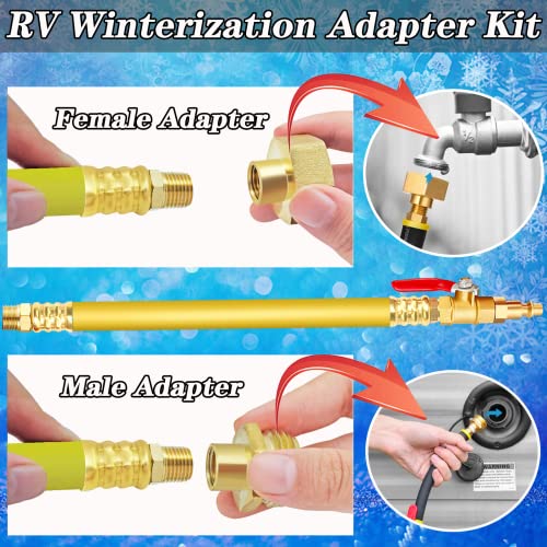 Image of Boltigen RV Winterizing Kit, 12'' Sprinkler Blowout Adapter with Shut Off Valve, RV Air Compressor Adapter /Winterize Kit,for Motorhome, Boat, Camper, Travel Trailer