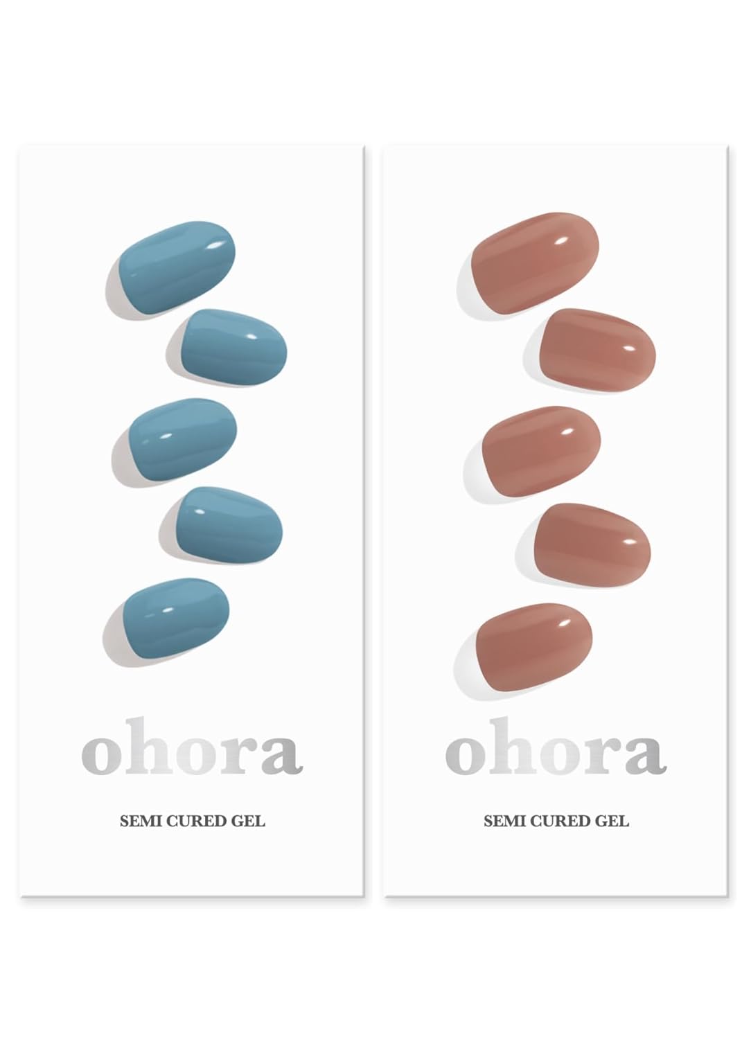 ohora Semi Cured Gel Nail Set of 2 (N Washing Jean & N Bare Brick) - Professional Salon-Quality Nail Care