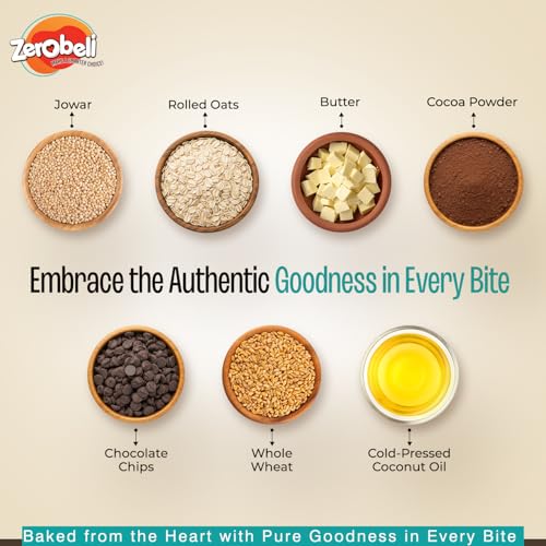 Image of Zerobeli Jowar Choco Chip Cookies 250g (Pack of 3)| Wholegrain Chocolaty Millet Cookies | Jowar, Oats, and Whole Wheat High in Fiber for Healthy Snacking with Rich Chocolate Chips