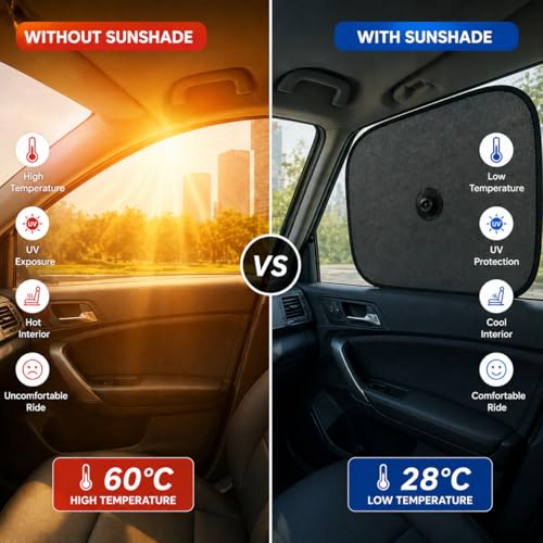 Image of AutokraftZ 𝗨𝗻𝗶𝘃𝗲𝗿𝘀𝗮𝗹 Car Window Sun Shade Protector for Heat Reduction 𝗣𝗔𝗖𝗞 𝗼𝗳 𝟲 with Suction Cup Easy to Use | Car Glass Cover for Sunlight | Shield & Blinds with 𝗘𝘅𝘁𝗿𝗮 𝗗𝗮𝗿𝗸