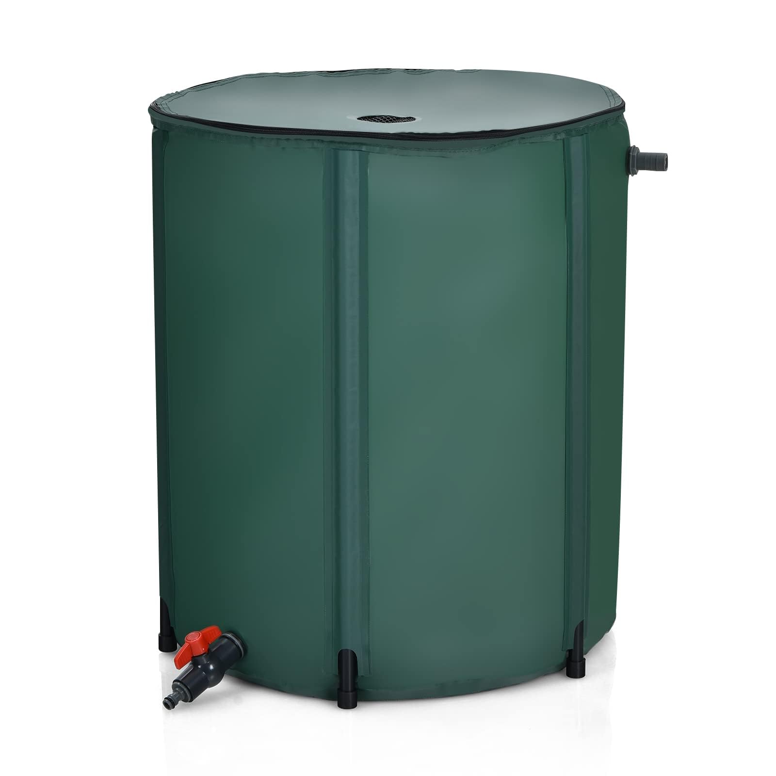 RELAX4LIFE Serbatoio Pieghevole per Acqua Piovana con Coperchio e Rubinetto e Valvola di Scarico, Filtro a Rete per Innaffiare Fiori, Lavaggio Auto, Pulizia del Giardino (225L)