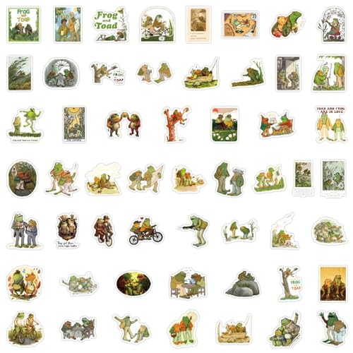 50 pegatinas de ranas de vinilo impermeables para decorar diarios infantiles y termos 3