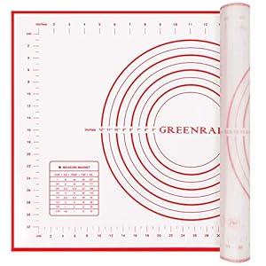 Large Silicone Pastry Mat Extra Thick Non Stick Baking Mat with Measurement Fondant Mat, Counter Mat, Dough Rolling Mat, Oven Liner, Pie Crust Mat (L-16”(W)24”(L), Red)