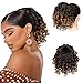 PEACOCO Short Afro Curly Ponytail Hair Piece for African American Women Ponytail Extension 6 Inch Drawstring Pony Tail for Black Women (1B/30#)
