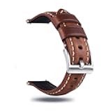Quick Release Retro Leather Watch Band,Vintage Oil-tanned Pull-up Leather Strap Replacement,Choice of Width-18mm 20mm 22mm 24mm or 26mm