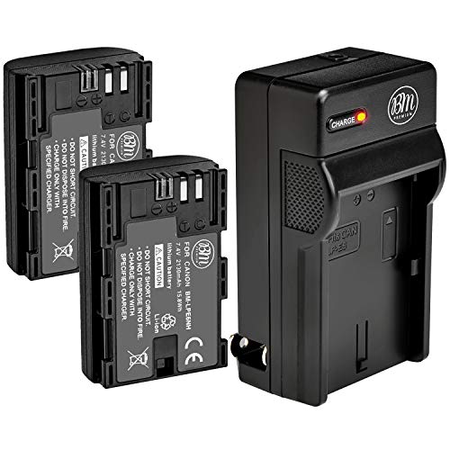 BM Premium 2 Pack of LP-E6NH High Capacity Batteries and Battery Charger for Canon EOS R EOS R5 EOS R6 EOS 90D EOS 60D EOS 70D EOS 80D EOS 5D IV EOS 5Ds EOS 6D, EOS 6D II EOS 7D EOS 7D Mark II Cameras