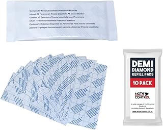 Pheromone Moth Trap Refill Glue Pads Demi Diamond Moth Killer Natural Moth Repellent Disposable Sticky Traps for Clothes Moths Glue Traps Pack of 10