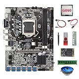 BRIUERG B75 ETH Miner Scheda Madre 12USB+G860 CPU+DDR4 4G RAM+128G SSD+64G USB Driver+Fan+Cavo SATA+Cavo Interruttore+Grasso Termico