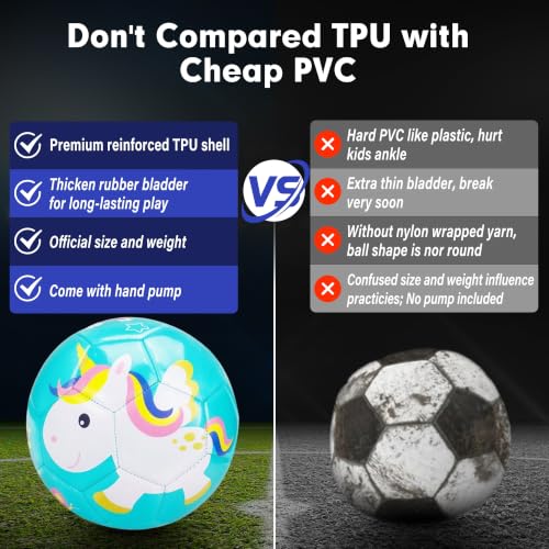 Champhox Kids Soccer Ball Size 3 - Children Sports Ball with Ball Pump, Cartoon Design Toddlers Recreative Indoor Outdoor Ball for Kids, Toddlers, Girls, Boys, Children, School (Blue by Champhox - Image 3
