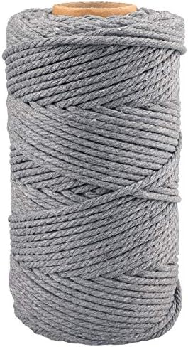 jijAcraft 4MM Cotton Macrame Rope Cord,100M Beige Cotton Craft Rope String for Wall Hanging Plant Hanger Knitting