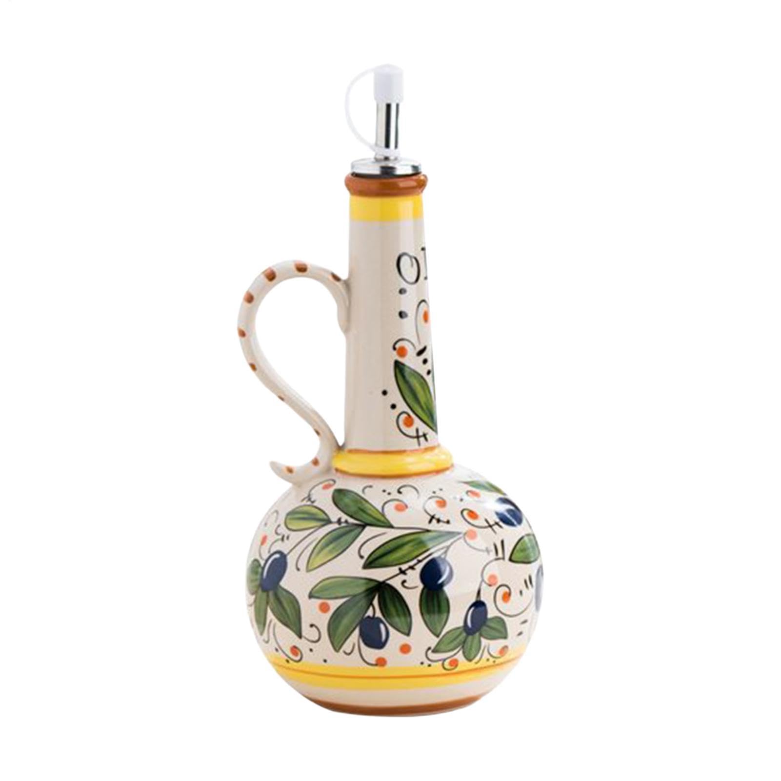 Bottiglia Olio D'Oliva 680 ml Contenitore Portatile in Ceramica con | Contenitore In Ceramica Per Olio D'Oliva Per Cucina Insalate Aceto Casa Tavola E Pasti