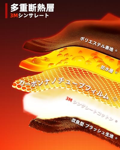 RIDEIRON 電熱グローブ バイク グローブ 冬 3000mAh 車載USB給電 電熱手袋 Type-C充電対応バッテリー 防寒防風防水 3秒速暖 スマート温度制御 スマホ対応 ヒーター手袋 4段階温度調節 通勤通学 バイク 釣り 滑り止め メンズ レディース ブラック の商品画像 7