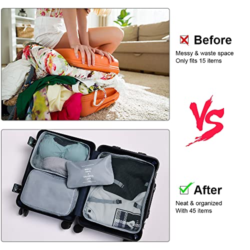 Image of OSDUE 8 Set Packing Cubes for Suitcases, Light Packing Cubes for Travel, Various Sizes Organizer Bags Set for Travel Accessories Travel Essentials,Travel Cubes for Carry on Suitcases (Grey)