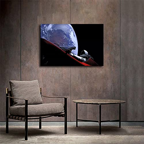 Spacex's Falcon Heavy Rocket Carries Tesla Posters And Prints Wall Art Pictures For Living Room Bedroom Decor Great Man Cave And Bar Decor (24×36Inch- Framed) #TOP2