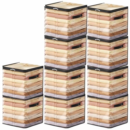 Image of JD FRESH 10 Piece 36L PVC Transparent Storage Bag with Zipper /Foldable Clothes Organiser for Wardrobe /Garments Organizer /Space Saving Storage Box for Sarees /Lehengas /Towels /Toys - (13 x 13 x 13 Inch)