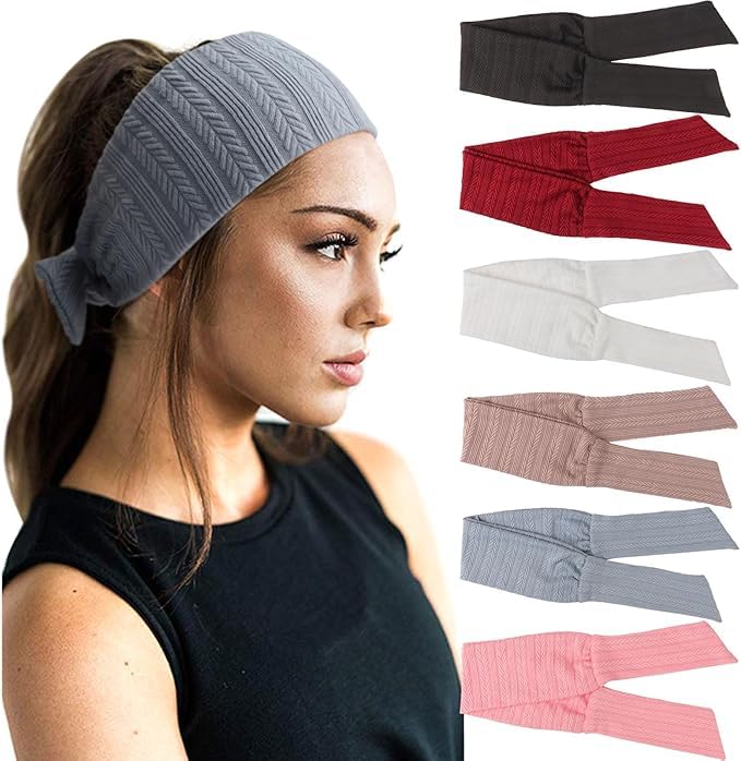 6 sztuk damskich opasek na czoło w stylu boho opaska na głowę z nadrukiem opaska na czoło węzeł skręcona elastyczna opaska na głowę owijana śliczna ozdoba do włosów