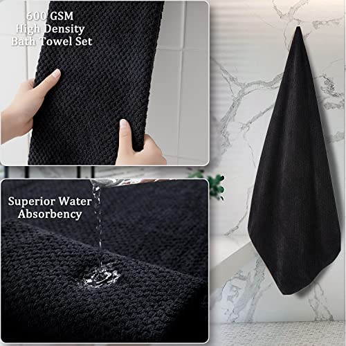 Bathroom Towel Set Black 4Pack-35X70 Towel,600Gsm Ultra Soft Microfibers Bath Towel Set Extra Large Plush Bath Sheet Towel,Highly Absorbent Quick Dry Oversized Towels Spa Hotel Luxury Shower Towels #TOP5