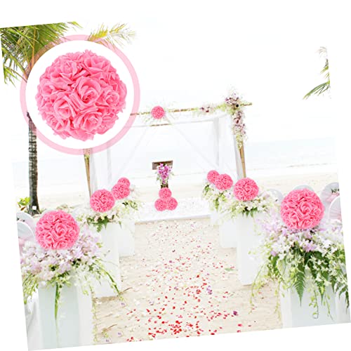 RORPOIR Rose Ball Simulation Rose Fake Rose Wedding Arches Purple Decor Bouquet for Bride Kissing Balls for Balls Table Centerpieces Floewr Silk Cloth Pink