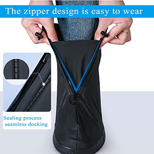 Rain Shoe Covers Waterproof Rain Boot Shoe Cover Pvc Rubber Sole Reusable Anti-Slip Rain Snow Boots Overshoes Gear Shoes Durable Mud-Proof Shoe Protector For Cycling Outdoor Travel (Black, Xxl) #TOP5