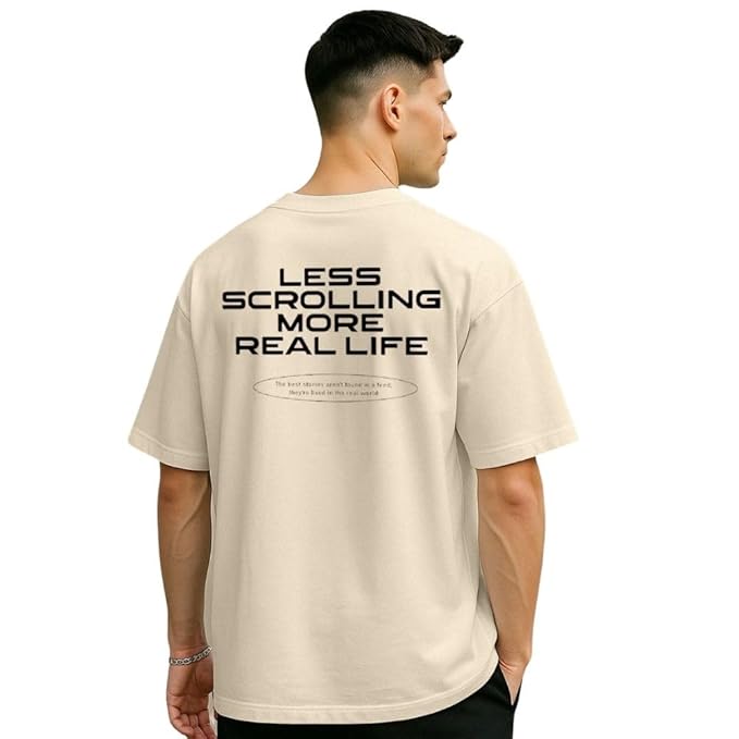 NOBERO Men's Cotton Oversized Fit Graphic Print T-Shirt