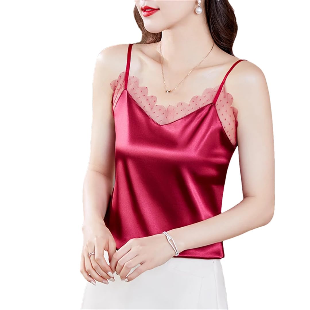 Camicie estive da donna in seta senza maniche canotte larghe