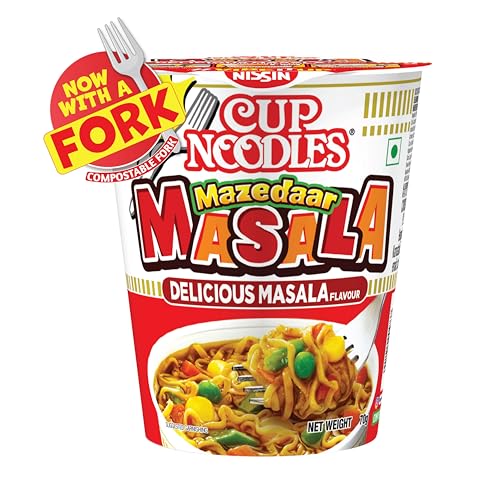 Image of Nissin Cup Noodles Mazedaar Masala | Bold Masala Flavor with a Touch of Extra Veggie Goodness | Quick & Delicious Meal Anytime #VibeItUp, 70 gm. (Pack of 2)