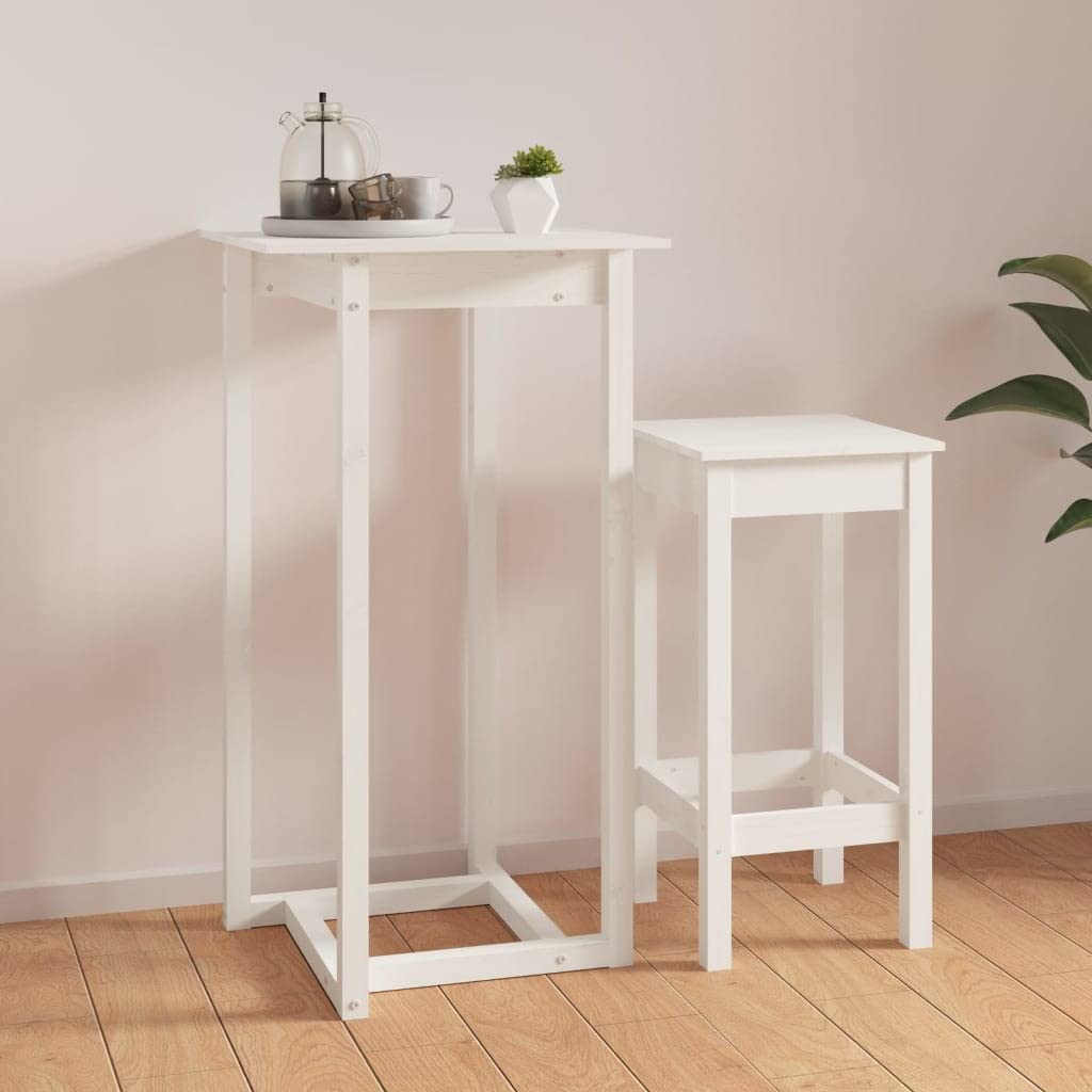 Stolik barowy biały 60 x 60 x 110 cm lite drewno sosnowe