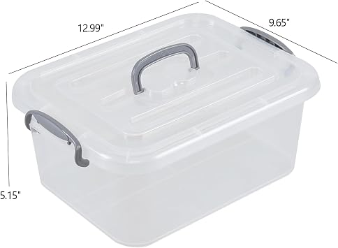 2-Pack 8 Quart Clear Plastic Storage Boxes with Latching Lid