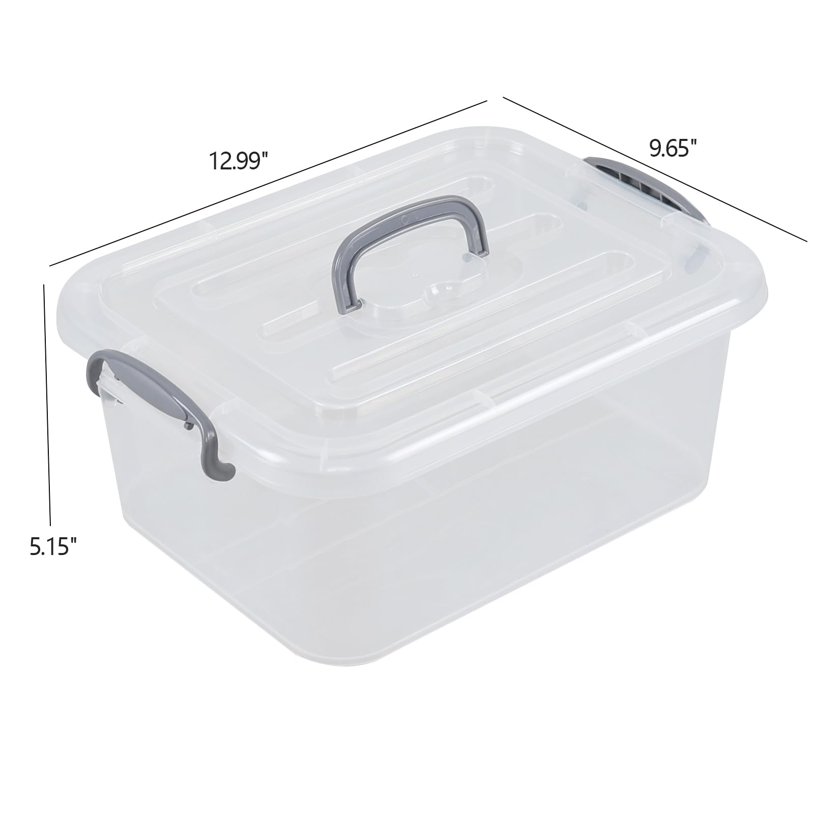 Contenedor de almacenamiento de plástico transparente de 8 cuartos con tapa, paquete de 2 cajas de almacenamiento apilables con asa