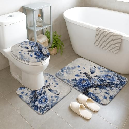 Rideau de douche bleu 183x183 polyester imperméable motif