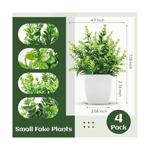 Der rose 4 pack small fake plants artificial plants indoor office desk accessories for aesthetic room decor bathroom decor  urban country home decor