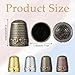 4Pcs Thimbles for Hand Sewing, Metal Sewing Thimble Finger Protector Dazzling Quilting Craft Accessories for Knitting Needlework DIY Tools (4 Colors)