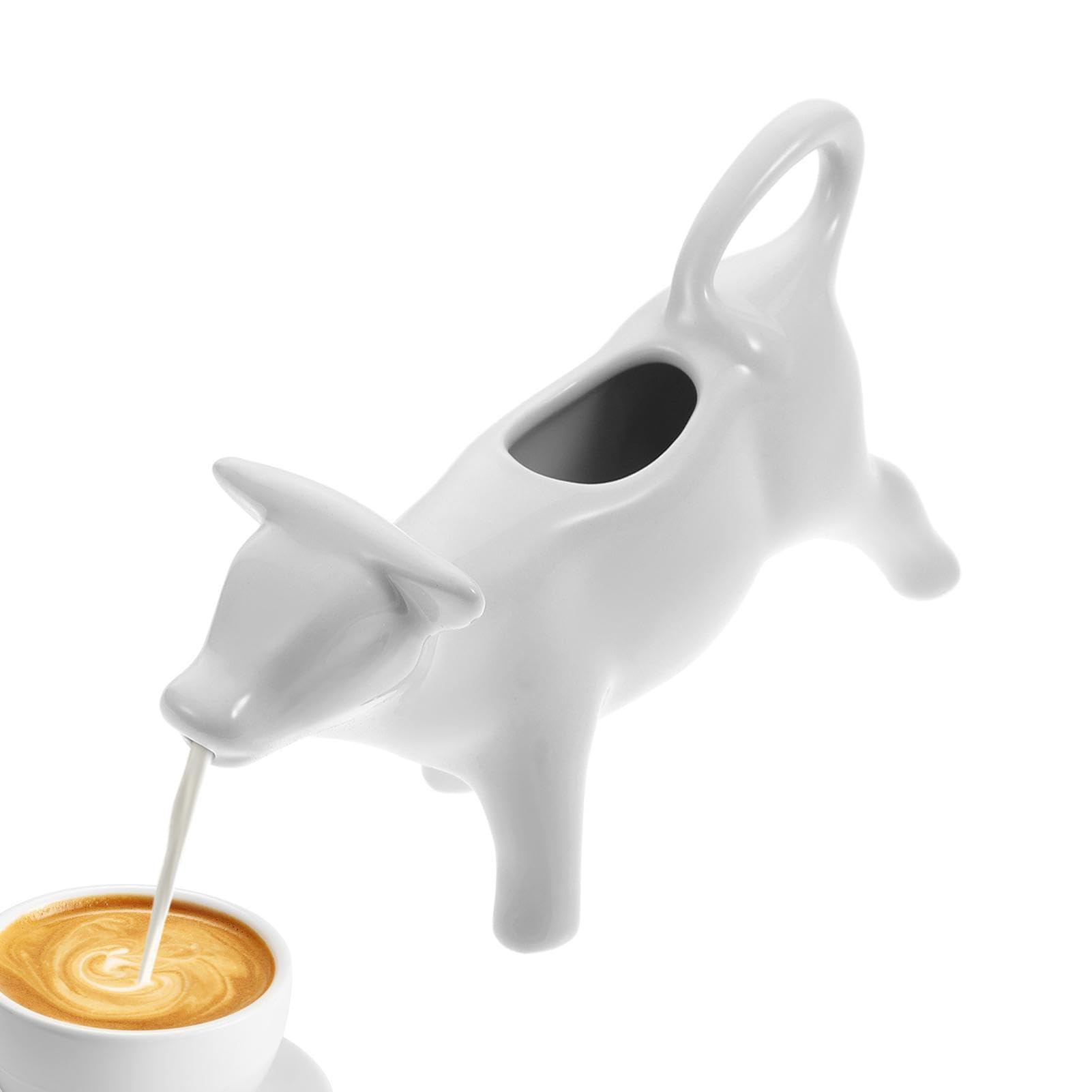 Lattiera A Forma Di Mucca In Ceramica Bianca – Dispenser Per Sciroppo, Latte E Salse, Resistente Al Calore, Con Manico A Coda Di Mucca