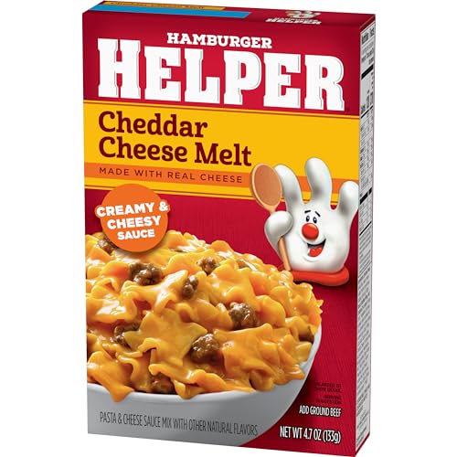 Image of Hamburger Helper Cheddar Cheese Melt Pasta Meal (4.7 oz - 12 Pack) No Artificial Flavors, Ready in 3 Easy Steps, Quick Meals Perfect for Midweek Dinners, Busy Evenings & Families On-the-Go