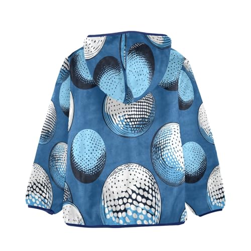 Golf Balls Pattern Print Toddler Fleece Jacket Girl Boys Hooded Fleece Jacket Coat Warm Outwear Zip-up 3-10T2