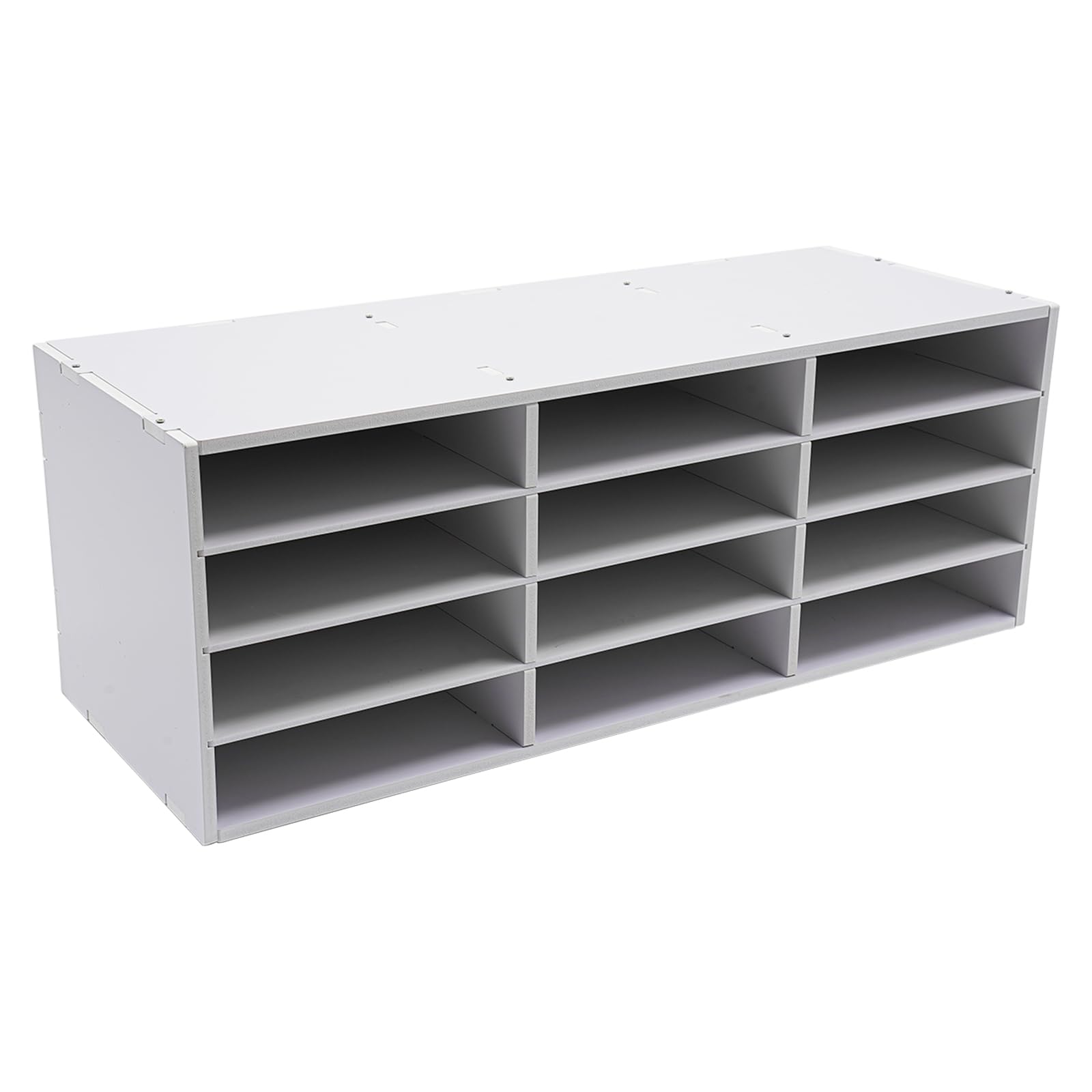 12 przegródek, organizer na dokumenty biurowe z PCW, wolnostojący organizer na biurko, półka na dokumenty, stojak na czasopisma, regał poziomowy, 80 x 30,8 x 30 cm (biały)