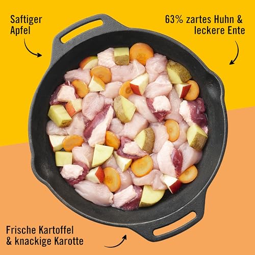 Dogs’n Tiger Adult Hundefutter, Proviant, Hundenassfutter mit Huhn, Ente, Apfel & Kartoffeln - ohne Getreide, Zuckerzusatz, künstliche Konservierungsstoffe, optimale Verträglichkeit, 6X 400g