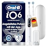 Oral-B iO Series 6 Elektrische Zahnbürste/Electric Toothbrush, 2 Aufsteckbürsten, 5 Putzmodi für Zahnpflege, Magnet-Technologie, Display & Reiseetui, Designed by Braun, white
