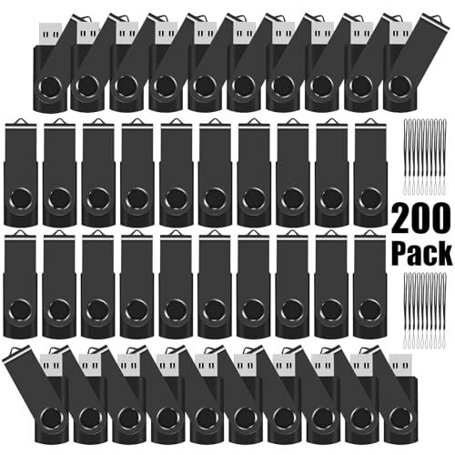 EASTBULL USB Flash Drive Bulk 8GB 200 Pack with Lanyards USB 2.0 Thumb Drive Bulk Memory Stick Swivel Pen Drive for Storage and Backup 8GB 200 Pack
