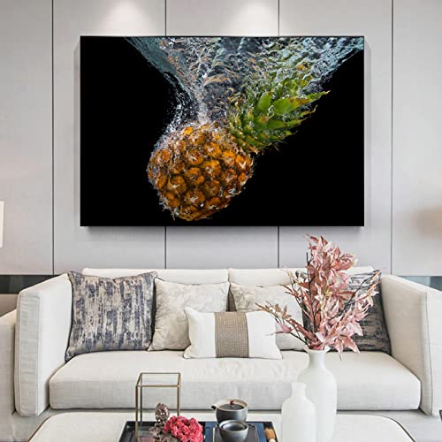 Ananas mural affiche toile 40x60 cm tableau abstrait de fruits sans cadre pour cuisine et restaurant