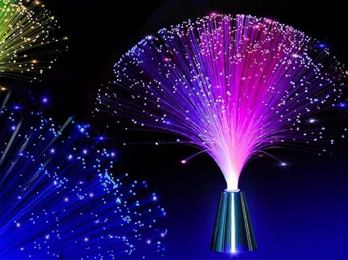ABUDIT 1 PCS Fiber Optic LAMP Mood Novelty Lamps Lighting Glacier Lite with Color-Changing Crystals Base Fiber Optic Fountain Night Light Calming Lamp Christmas