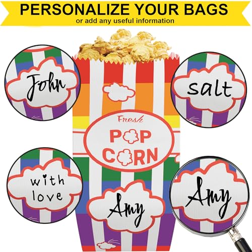 Image of CUSINIUM Rainbow Popcorn Bags for Party (100-Pack, 1oz) - Carnival Theme - Customizable